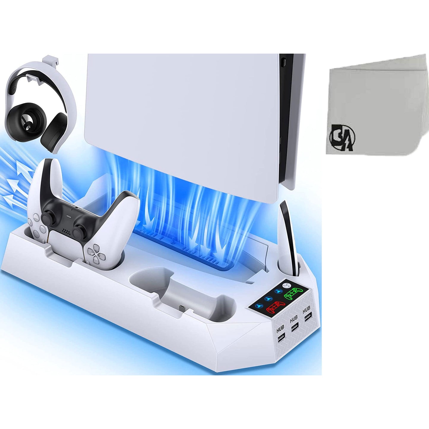 PS5 Stand and Cooling Station With Dual Controller Charging Station With Cooling Fan