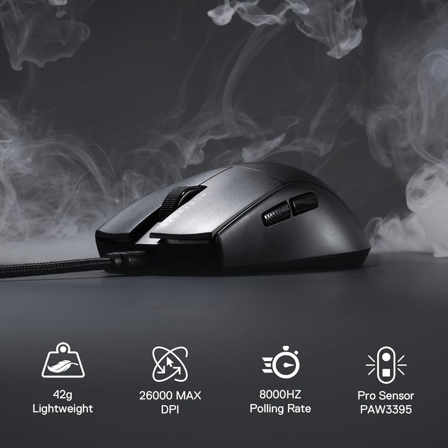 BOLT AXTION M996 Ultra-Light 26,000 DPI Wired Gaming Mouse - 8K Polling Rate, Ergonomic Design, Programmable Buttons