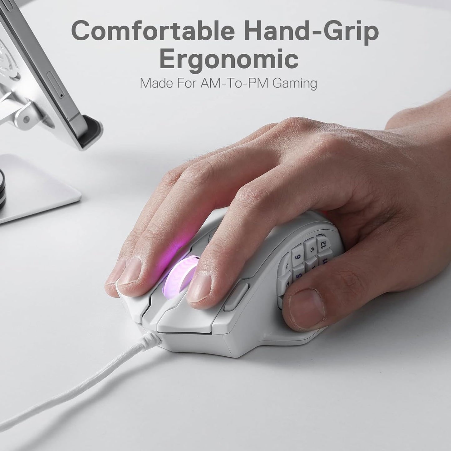 BOLT AXTION RGB MMO Gaming Mouse - 12 Side Buttons, 12,400DPI, 20 Macro Shortcuts, Ergonomic