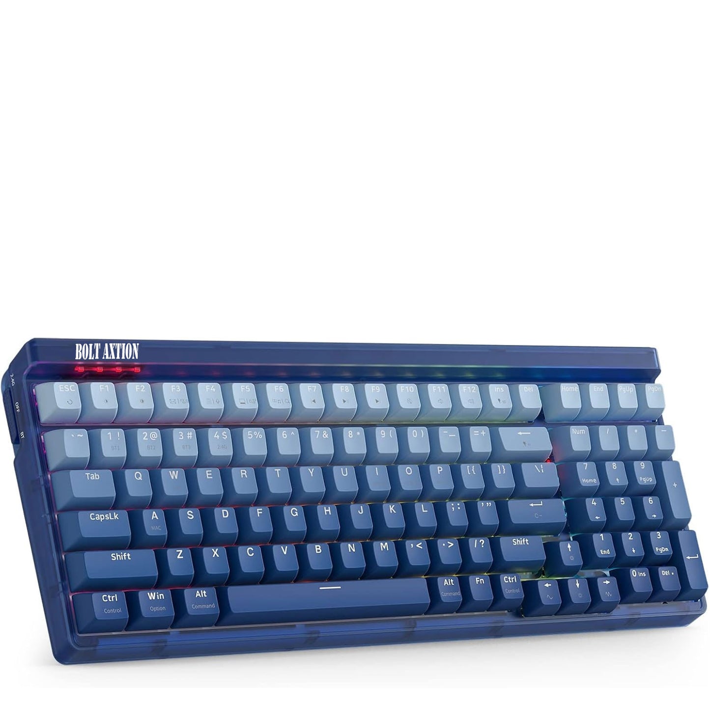 BOLT AXTION K656 PRO 3-Mode Wireless RGB Mechanical Keyboard – 100 Keys, Hot-Swappable, Sound-Absorbing Foam, Custom Tactile Switches, Gradient Blue