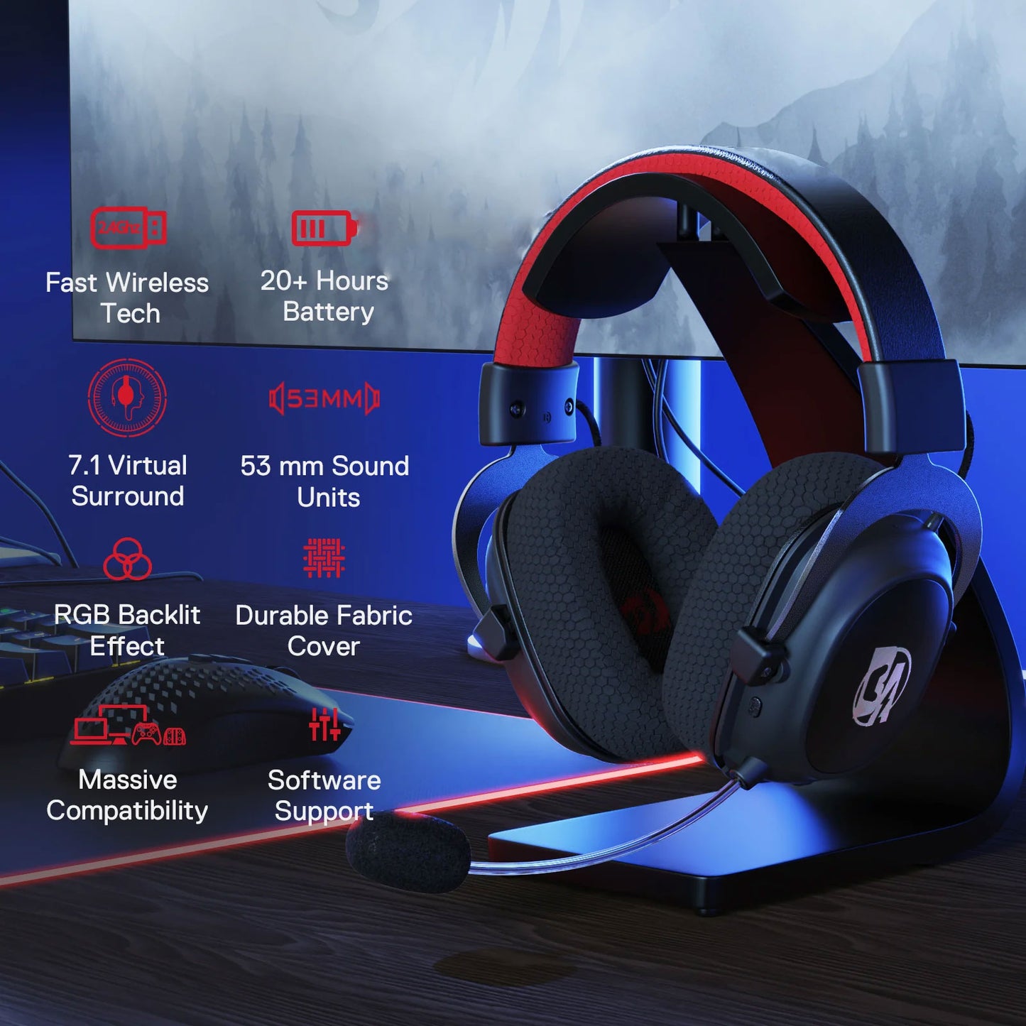 BOLT AXTION H510 Zeus 7.1 Surround Sound Wired Gaming Headset - Multi-Platform PC, Xbox, PS4/5, Switch - 53MM Drivers, Memory Foam Ear Pads & Detachable Microphone