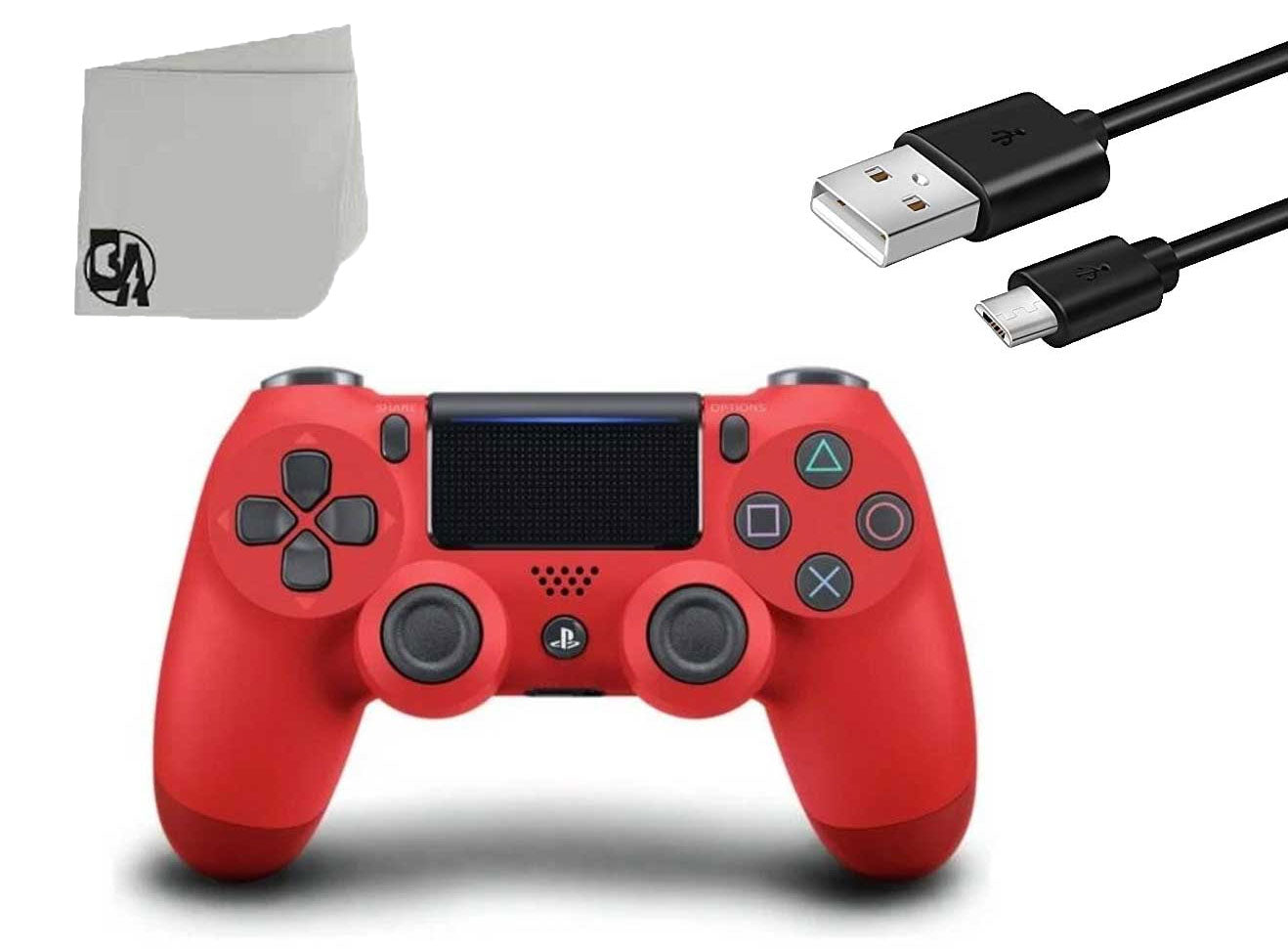 Sony PS4 DualShock 4 Wireless Controller with Charging Cable BOLT AXTION Bundle Used