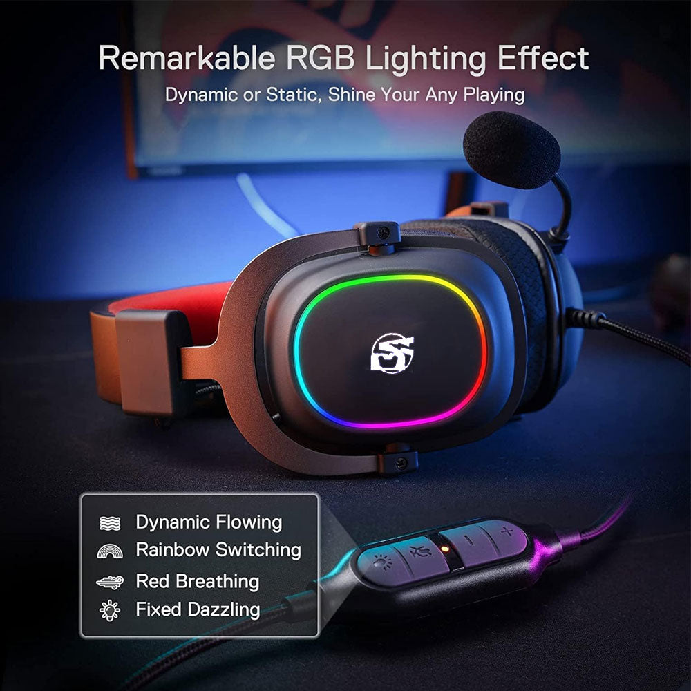 BOLT AXTION H510 Zeus-X RGB Gaming Headset - 7.1 Surround Sound, 53MM Drivers, Memory Foam Ear Pads, USB Powered for PC/PS4/NS