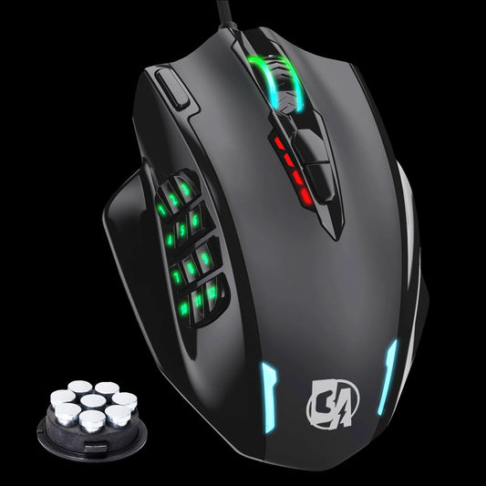 BOLT AXTION RGB MMO Gaming Mouse - 12 Side Buttons, 12,400DPI, 20 Macro Shortcuts, Ergonomic