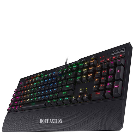 BOLT AXTION K586 RGB Mechanical Gaming Keyboard, 10 Dedicated Macro Keys, Convenient Media Control