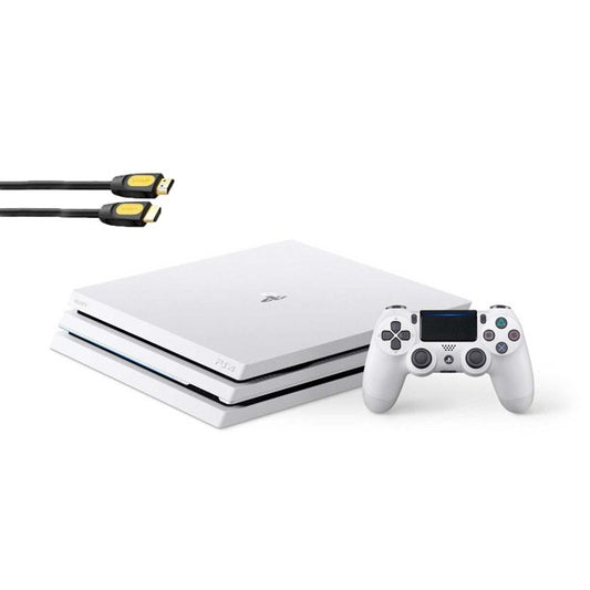 Sony PlayStation 4 Pro Glacier 1TB Gaming Consol White with BOLT AXTION Bundle Refurbished