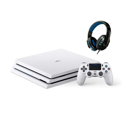 Sony PlayStation 4 Pro Glacier 1TB Gaming Consol White with BOLT AXTION Bundle Like New