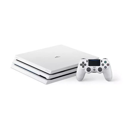 Sony PlayStation 4 Pro Glacier 1TB Gaming Consol White 2 Controller Included BOLT AXTION Bundle Used