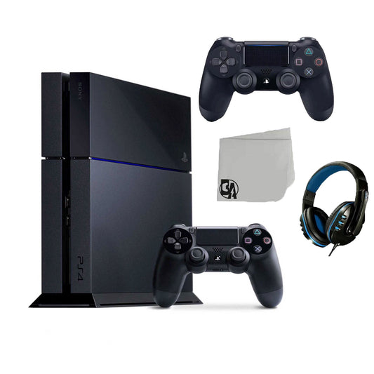 Sony PlayStation 4 500GB Gaming Console Black 2 Controller Included BOLT AXTION Bundle Refurbished