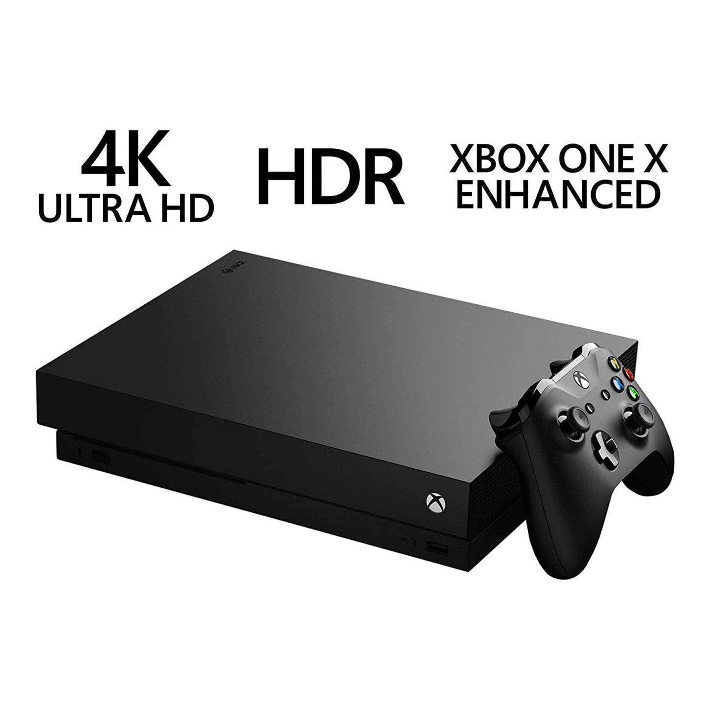 Microsoft Xbox One X 1TB Gaming Console Black with 2 Controller Included BOLT AXTION Bundle Refurbished