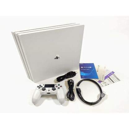 Sony PlayStation 4 Pro Glacier 1TB Gaming Consol White 2 Controller Included BOLT AXTION Bundle Refurbished