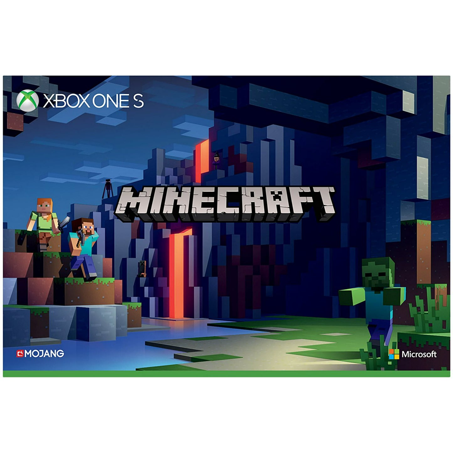 Microsoft 23C-00001 Xbox One S Minecraft Limited Edition 1TB Gaming Console with 2 Controller Included BOLT AXTION Bundle Like New