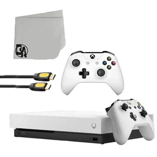 Microsoft Xbox One X 1TB Gaming Console White with 2 Controller Included BOLT AXTION Bundle Like New