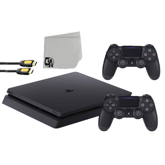 Sony 2215B PlayStation 4 Slim 1TB Gaming Console Black 2 Controller Included BOLT AXTION Bundle Refurbished