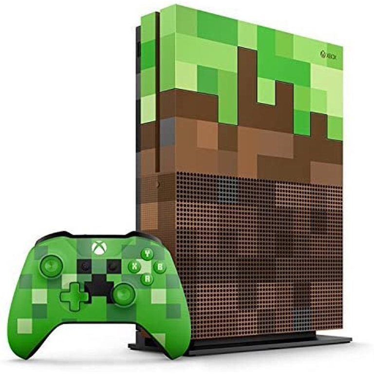 Microsoft 23C-00001 Xbox One S Minecraft Limited Edition 1TB Gaming Console 2 Controller Included BOLT AXTION Bundle Used