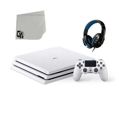 Sony PlayStation 4 Pro Glacier 1TB Gaming Consol White with BOLT AXTION Bundle Like New